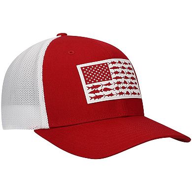 Men's Columbia Crimson Alabama Crimson Tide PFG Tonal Fish Flag Flex Hat