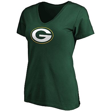 Women's Fanatics Branded Green Green Bay Packers Primary Logo V-Neck T-Shirt