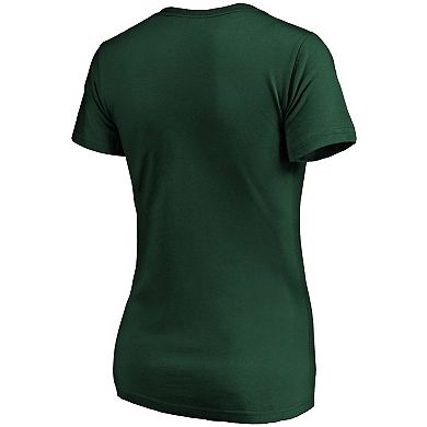Women's Fanatics Branded Green Green Bay Packers Primary Logo V-Neck T-Shirt