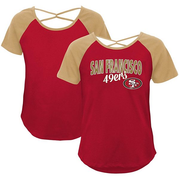 Women's San Francisco 49ers Jimmy Garoppolo Fanatics Branded Cream/Red  Player Raglan Name & Number 3/4-Sleeve T-Shirt