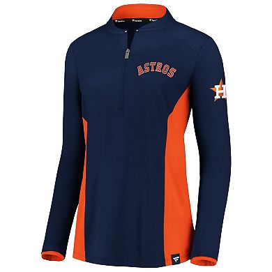 Women's Fanatics Branded Navy Houston Astros Iconic Marble Clutch Blade Collar Half-Zip Pullover Jacket
