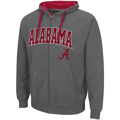 Men's Colosseum Charcoal Alabama Crimson Tide Big & Tall Full-Zip Hoodie