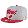 Men's New Era Heather Gray/Red Miami Heat 2020 NBA Draft Official On-Stage 9FIFTY Snapback Adjustable Hat
