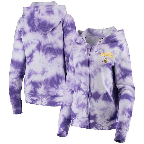 Women's New Era Purple Minnesota Vikings Tie Dye Fleece Full-Zip