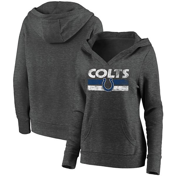 Women's Fanatics Branded Heathered Charcoal Indianapolis Colts First String  V-Neck Pullover Hoodie