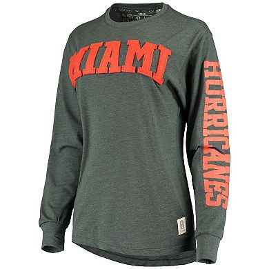 Women's Pressbox Green Miami Hurricanes Two-Hit Canyon Long Sleeve T-Shirt