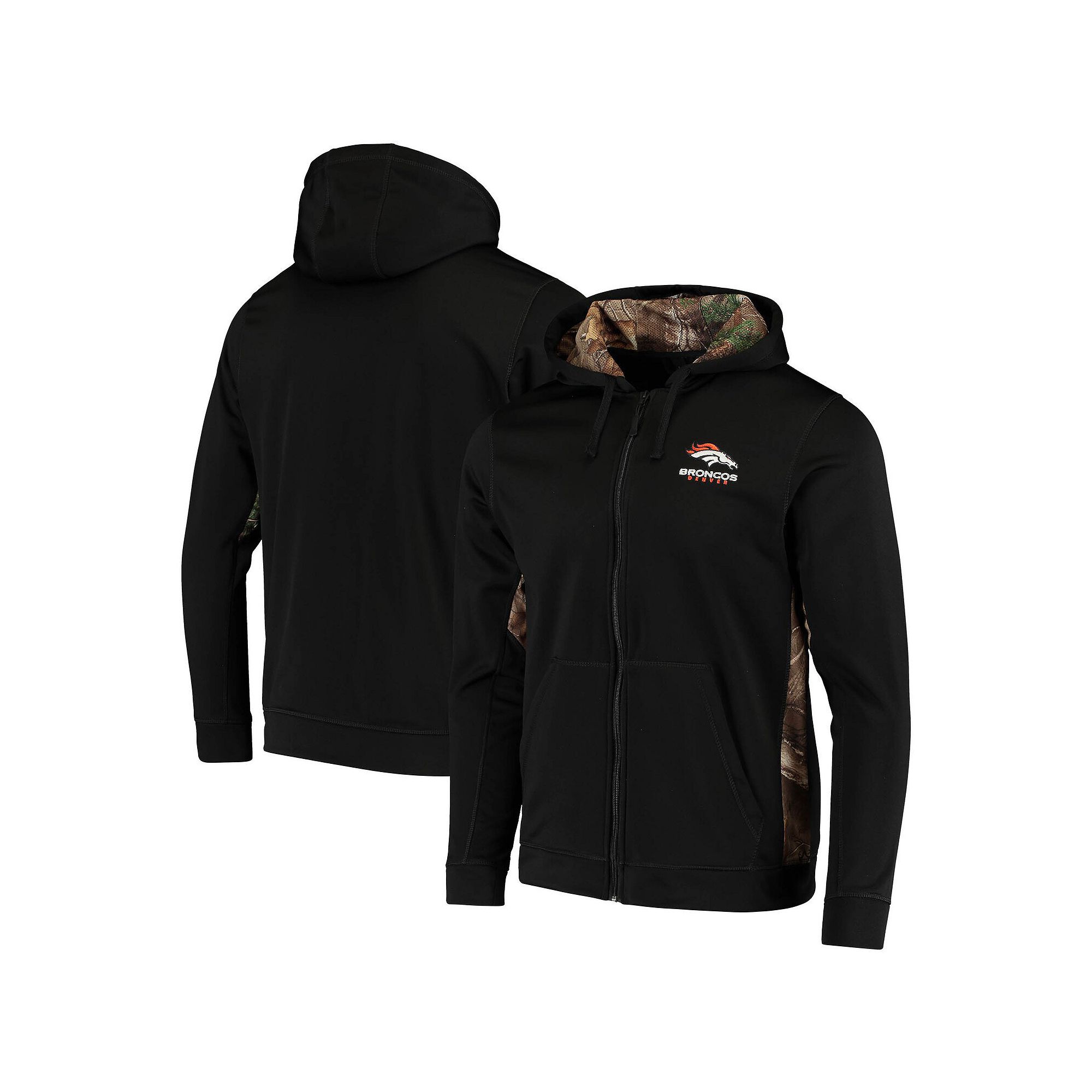 Mens Dunbrooke Black/Realtree Camo Denver Broncos Decoy Tech Fleece Full-Z