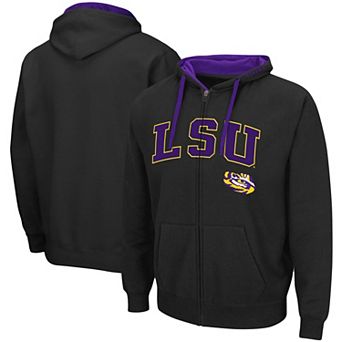 Men's Colosseum Black LSU Tigers Big & Tall Full-Zip Hoodie