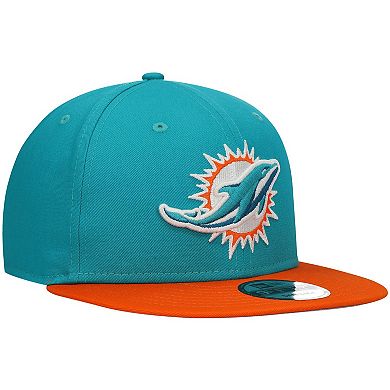 Men's New Era Aqua/Orange Miami Dolphins 2-Tone Basic 9FIFTY Snapback Hat