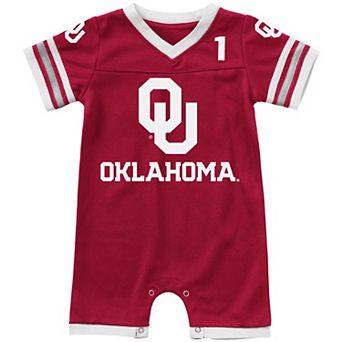Infant Colosseum Crimson Oklahoma Sooners Bumpo Football Logo Romper
