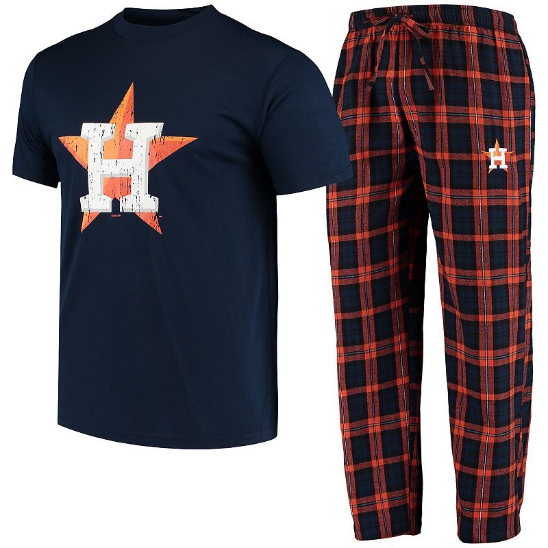 Mens Concepts Sport Navy/Orange Houston Astros Ethos T-Shirt & Pants Sleep