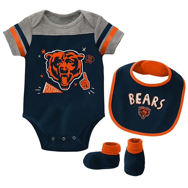 Newborn & Infant Navy Chicago Bears Tackle Bodysuit Bib & Booties Set