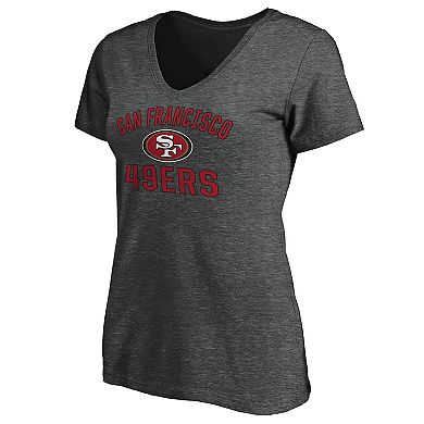 Women's Fanatics Branded Heathered Charcoal San Francisco 49ers Victory Arch V-Neck T-Shirt