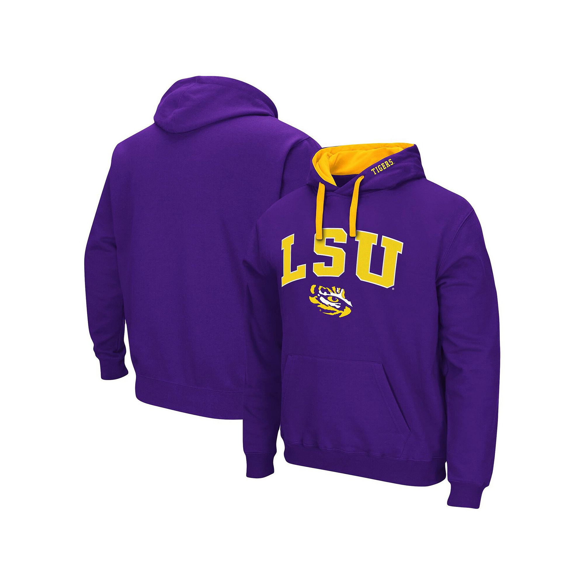 Mens Colosseum Purple LSU Tigers Big & Tall Arch & Logo 2.0 Pullover Hoodi