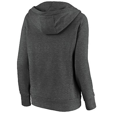 Women's Fanatics Branded Heathered Charcoal Pittsburgh Steelers First String V-Neck Pullover Hoodie