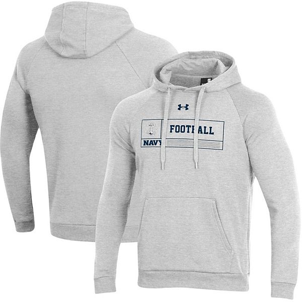 Men's Under Armour Heathered Gray Navy Midshipmen Football Sideline Raglan  Pullover Hoodie
