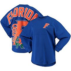 Women's Royal Chicago Cubs Oversized Long Sleeve Ombre Spirit Jersey T-Shirt