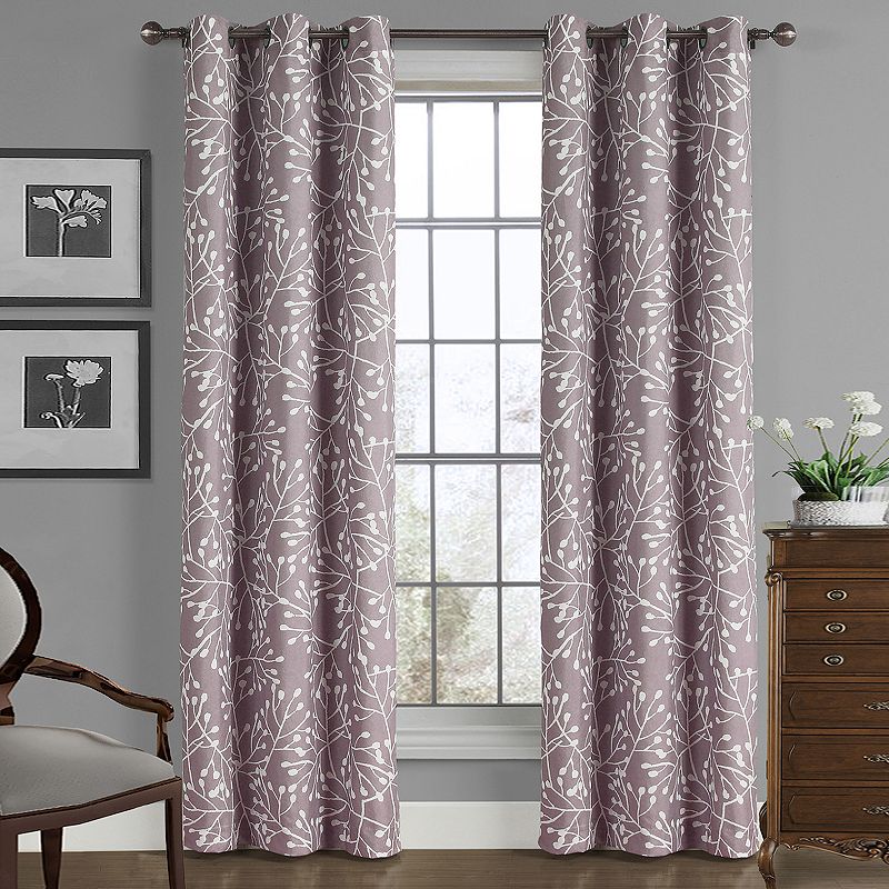 Biscayne Branches Crushed Window Curtain, Purple, 40X84