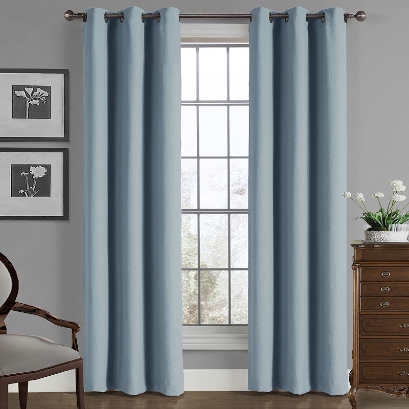 Carter Solid Crushed Window Curtain, Blue, 40X84
