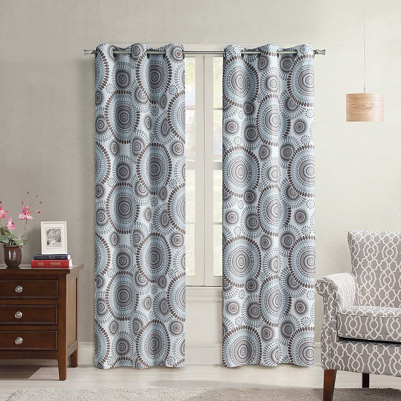 Bowery Starburst Crushed 1-panel Window Curtain, Beig/Green, 40X84