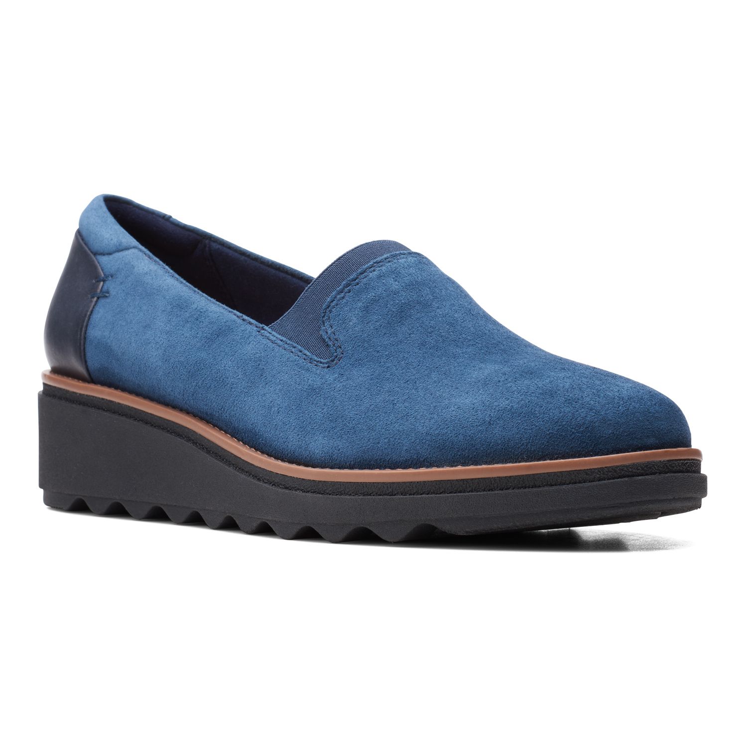 clarks navy wedges
