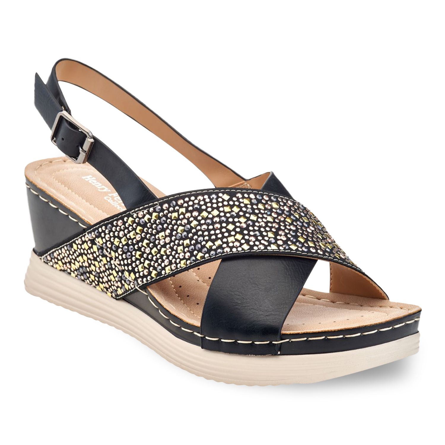 comfortable black wedge sandals