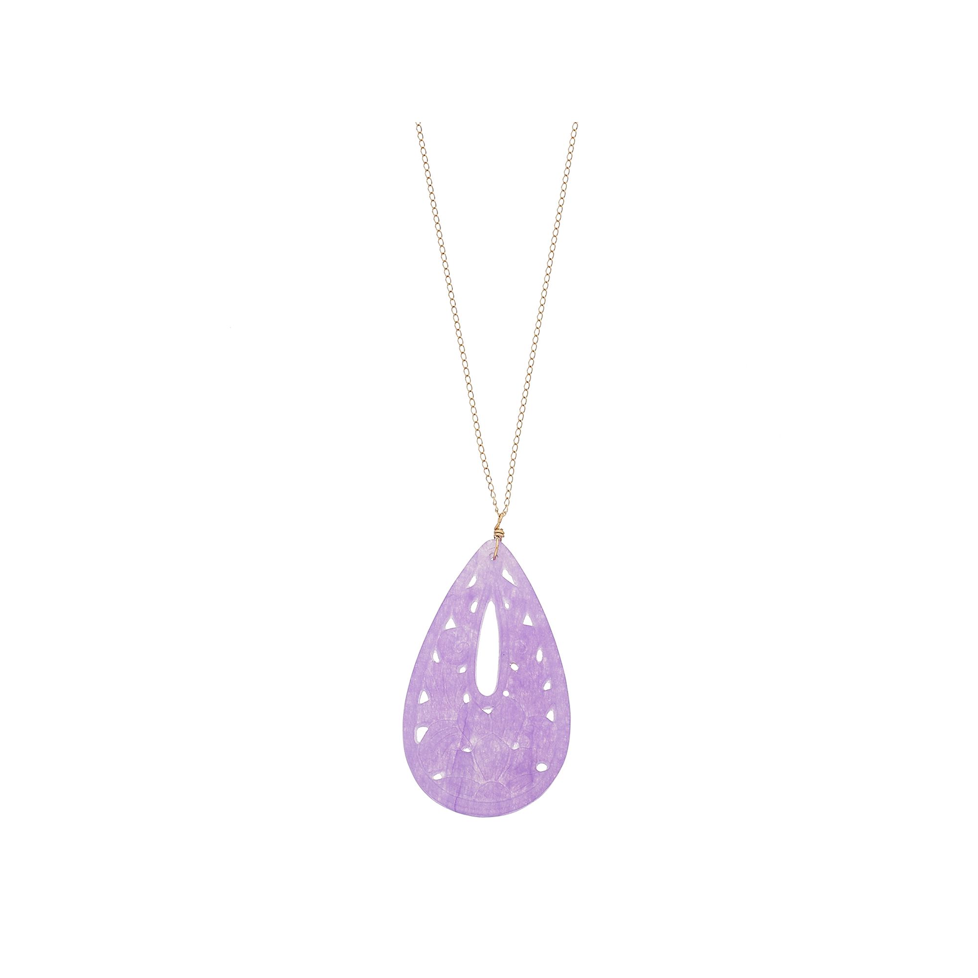 Jewelmak 14k Gold Carved Lavender Agate Pendant Necklace, Womens, Size: 1