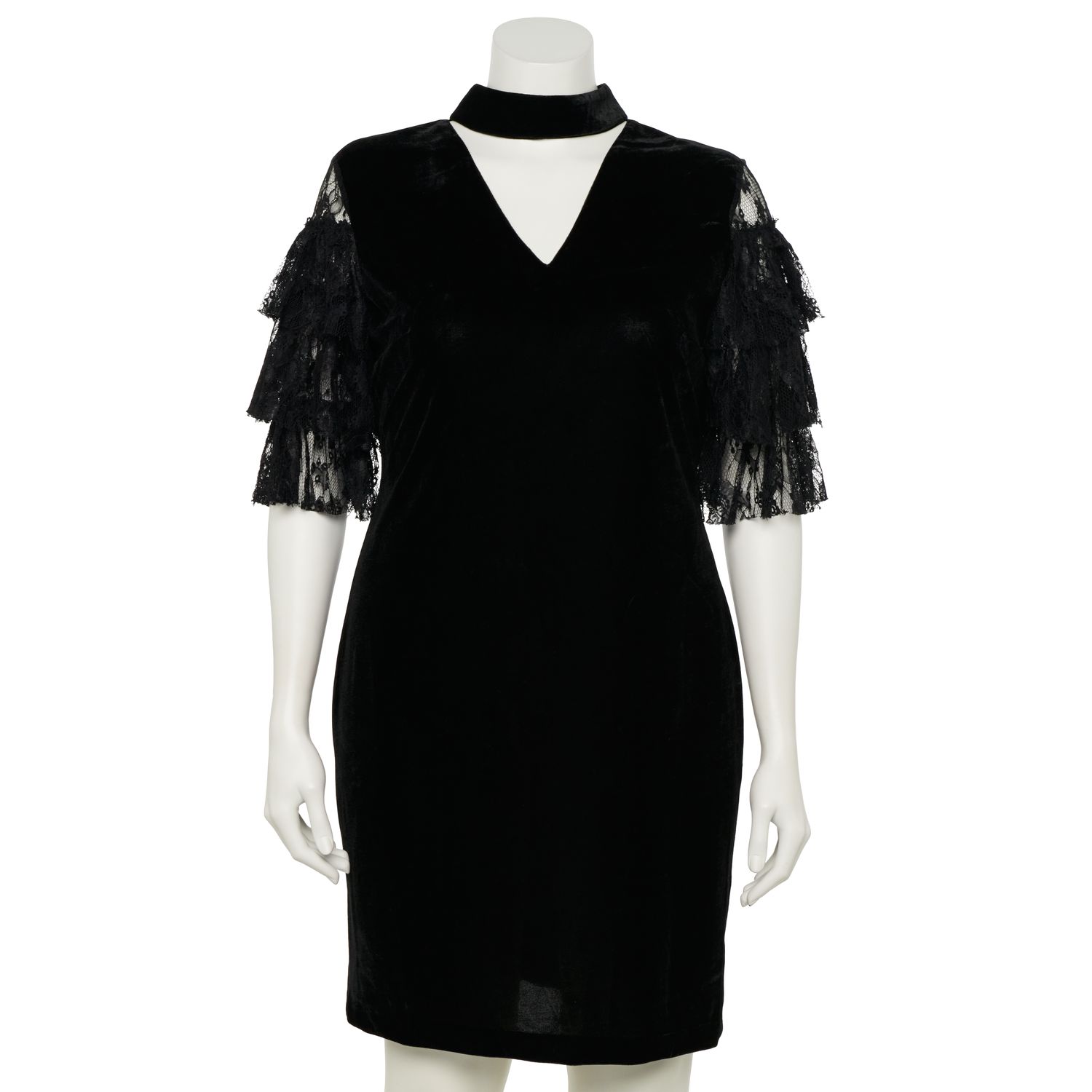 lace yoke sheath dress