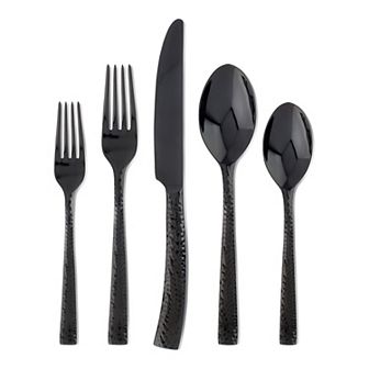 Argent Paris 20 pc Hammered Gunmetal Flatware Set