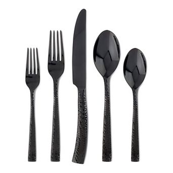 Argent Paris 20 pc Hammered Gunmetal Flatware Set