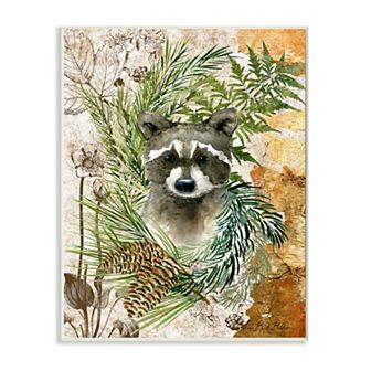 Stupell Home Decor Children's Raccoon in Forest Wild Animal Illustration Wall Art