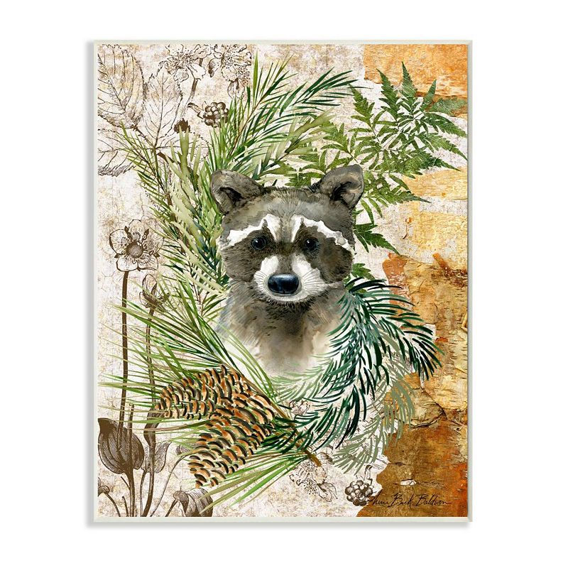 Stupell Home Decor Childrens Raccoon in Forest Wild Animal Illustration Wa