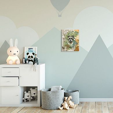 Stupell Home Decor Children's Raccoon in Forest Wild Animal Illustration Wall Art
