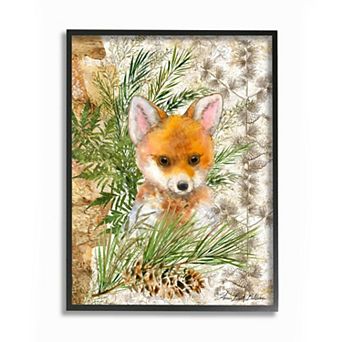 Stupell Home Decor Rustic Baby Fox Framed Wall Art