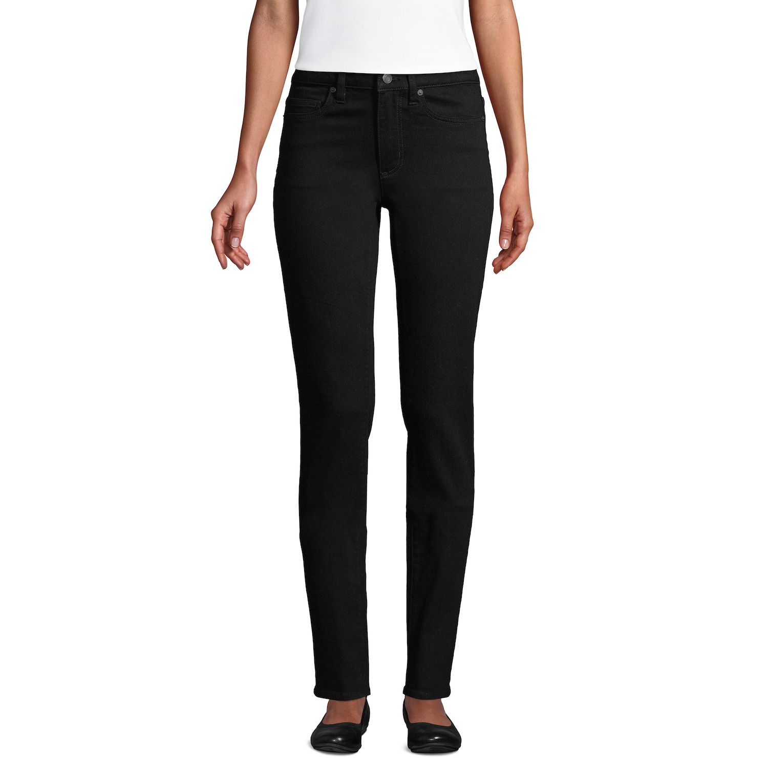 black mid rise straight leg jeans