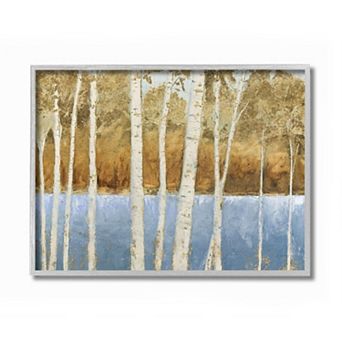 Stupell Home Decor Birch Tree Lake Silver Finish Framed Wall Art