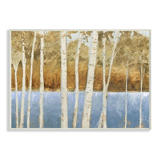 Stupell Home Decor Birch Tree Lake Landscape Painting Wall Art