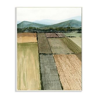 Stupell Home Decor Soft Green Farm Land and Mountain Landscape Wall Art