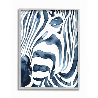 Stupell Home Decor Blue Zebra Stripe Framed Wall Art