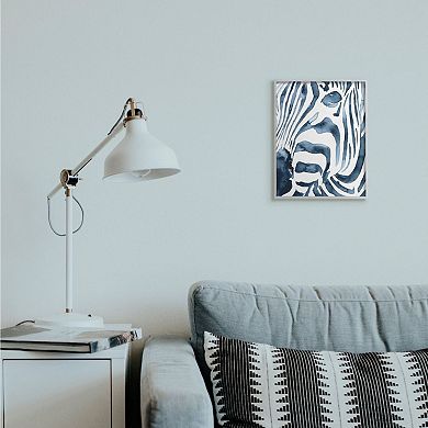 Stupell Home Decor Blue Zebra Stripe Framed Wall Art