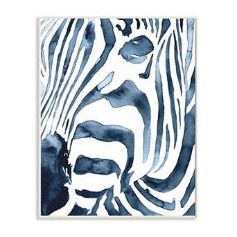 Stupell Home Decor Blue Zebra Stripe Portrait Wall Art
