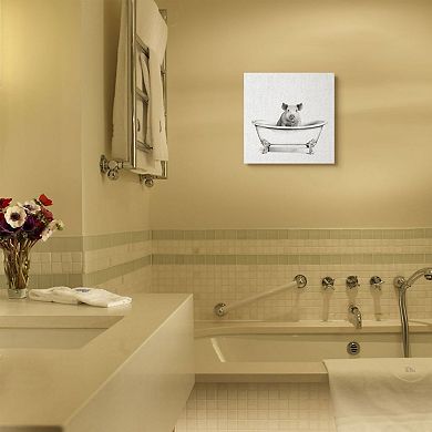 Stupell Home Decor Hog Bath Tub Canvas Wall Art