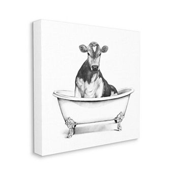 Stupell Home Decor Cow Bath Tub Canvas Wall Art