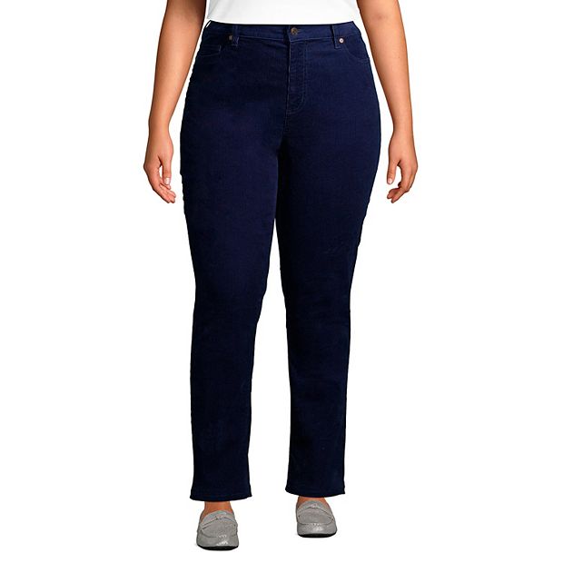 Lands' End Women's High Rise Straight Leg Corduroy Pants 