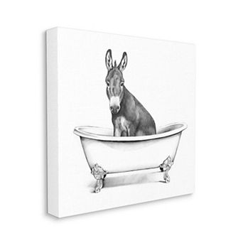 Stupell Home Decor Donkey Bath Tub Canvas Wall Art