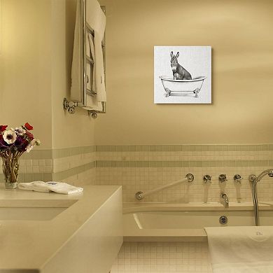 Stupell Home Decor Donkey Bath Tub Canvas Wall Art