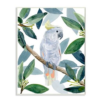 Stupell Home Decor Tropical Cockatoo Bird Greenery Branches Wall Art