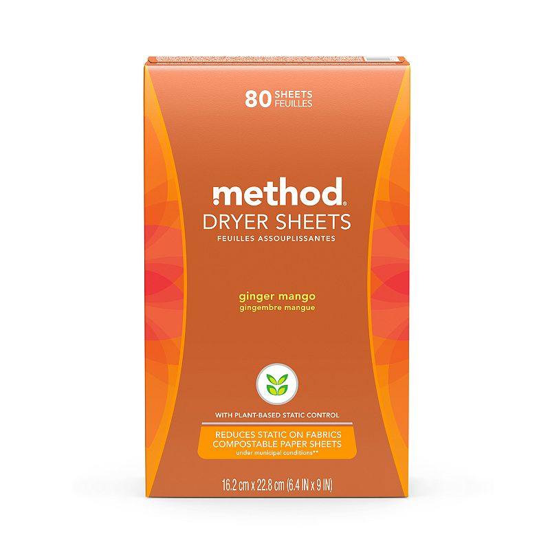 UPC 817939016503 product image for Method Dryer Sheets - Ginger Mango, 80 count, Multicolor, 80 CT | upcitemdb.com