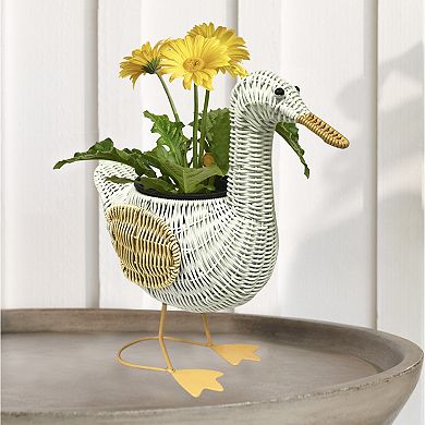 Sonoma Goods For Life Wicker Duck Planter Table Decor