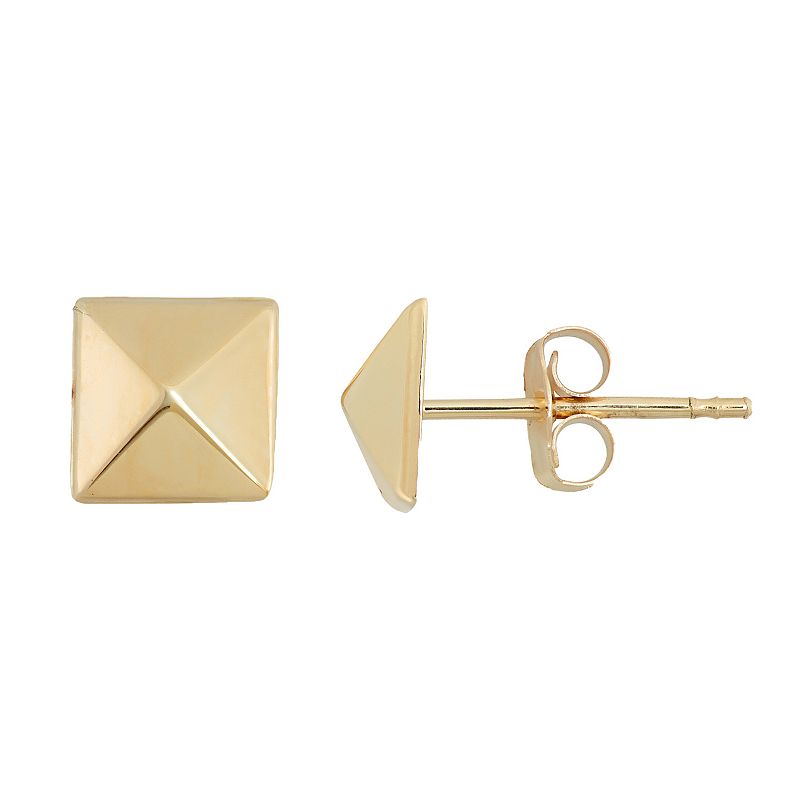 10k Gold Pyramid Stud Earrings, Womens, Yellow